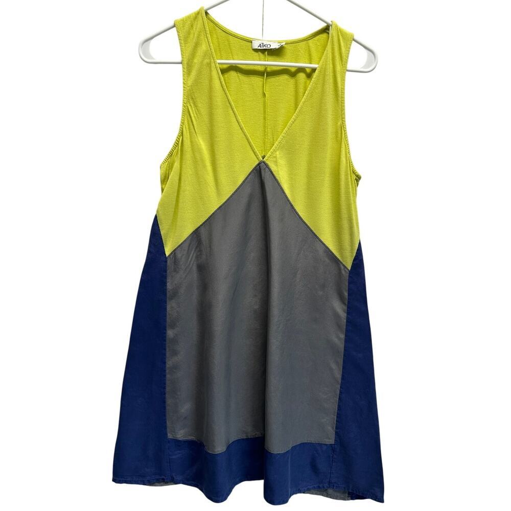 AIKO Reformation Women‎ Dress Alpaca Silk Viscose Colorblock Quiet Luxury M